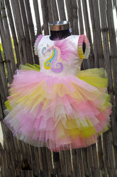 Unicorn colorful layered dress